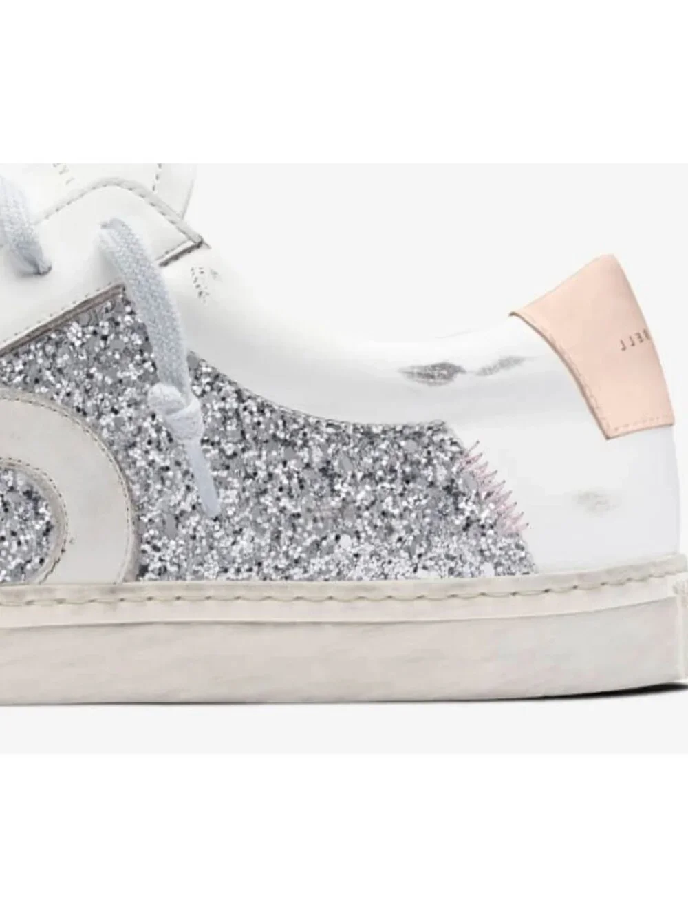 NWOB Oliver Cabell Women Low 1 LEEDS White Leather Sneakers Glitter  Sz 5.5 2254 - Picture 9 of 16